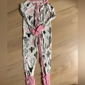 Little Sleepies Cactus Print Footie - Pink and Cream